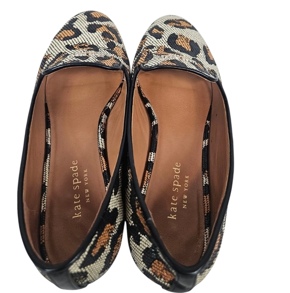 Kate Spade Metallic‎ Torte Leopard Print Raffia Flat Loafers Size 6B Women's - Picture 11 of 15